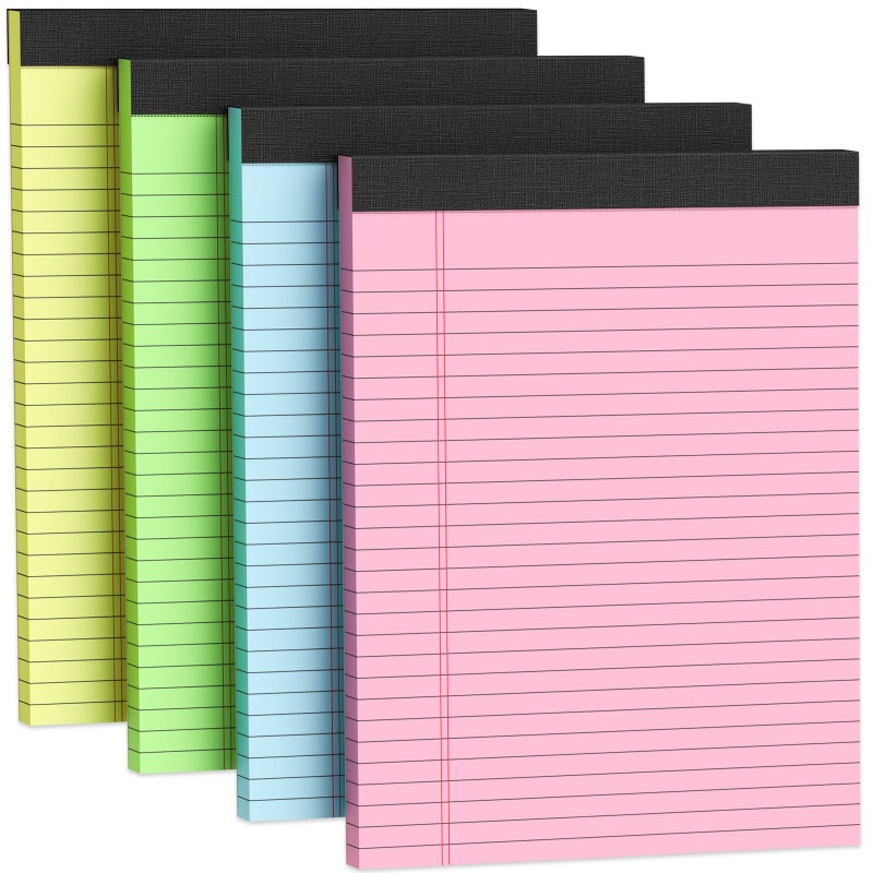 Vishoitty Colored Legal Note Pads 8.5 x 11, 4 Pack Pink Legal Pad 8-1/2 x 11 Writing Paper Tablets, Wide Ruled Colored Notebook Paper, Perforated Letter Size Legal Pads 8.5 x 11, Premium Paper, 30 Sheets/ Pad - Image 1
